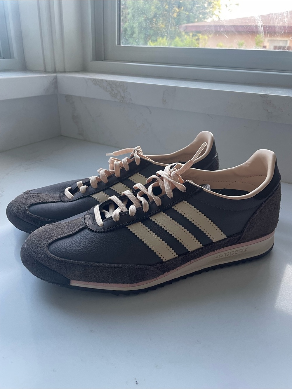Adidas Women Brown and Cream Jogger Retro Sneaker